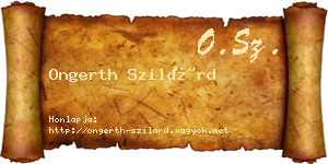 Ongerth Szilárd névjegykártya